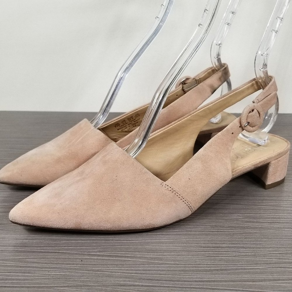 Franco Sarto Vellez Slingback Pumps, Light Peach Suede, Womens Size 6.5 & 7.5